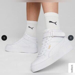 PUMA CA Pro Mid White/Team Gold Women’s US 10.5 Leather Sneakers NWOB 387213-01